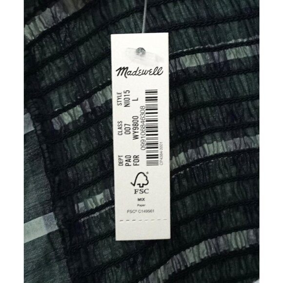 New Madewell Hopewell Puff Sleeve Green Square Neck Crop Top Shirt Size Large - Picture 9 of 10